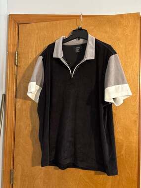 Alfani Men's Quarter-Zip Color-Block Velour Polo Shirt, Size XL